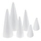 thumbnail image 1 of 6x Conos de espuma blanca en forma de adorno de poliestireno para manualidades, bricolaje, pintura para niños, 1 of 5