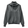 thumbnail image 6 of Yigetop Warm Sweaters for Women Fall Winter Cowl Neck Knit Sweater Long Sleeve Casual Soft Chunky Lightweight Loose Cozy Pullover Tops for Daily Wear Grey XXL, 6 of 6