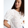 thumbnail image 5 of Free Assembly Women's and Women's Plus Pineapple Cardigan Sweater with Short Puff Sleeves, Lightweight, Sizes XS-4X, 5 of 6