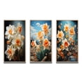 thumbnail image 2 of Designart "White Affodils love expression III" Floral Framed Wall Art Set Of 3 - Peach Daffodils Frame Canvas Set For Living Room Decor, 2 of 7