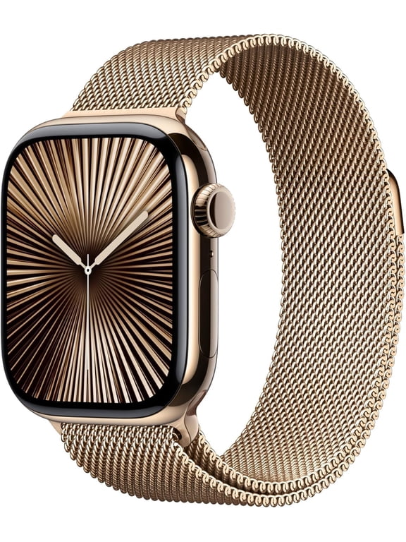Restored Apple Watch Series 10 GPS + Cellular 42mm Gold Titanium Case with Gold Milanese Loop (Refurbished)