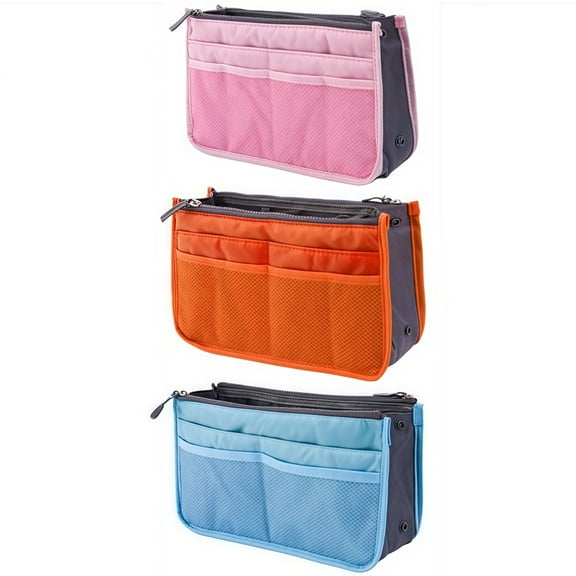 3PCS Double Zipper Cosmetic Bag Set, Organizing Pouch for Travel and Storage