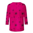 thumbnail image 5 of JTZGDY Fall Womens Tops 3/4 Sleeve Dressy Casual Floral Printed T-Shirts Loose Oversized Basic Crewneck Tunic Blouse Trendy Cotton Pullovers Hot Pink XXL, 5 of 9