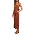 thumbnail image 4 of Txlixc Mono de verano para mujer Tirantes finos ajustables Cintura alta Pierna ancha Mono recortado Mamelucos con bolsillos Txlixc  Estilo de ocio, 4 of 5