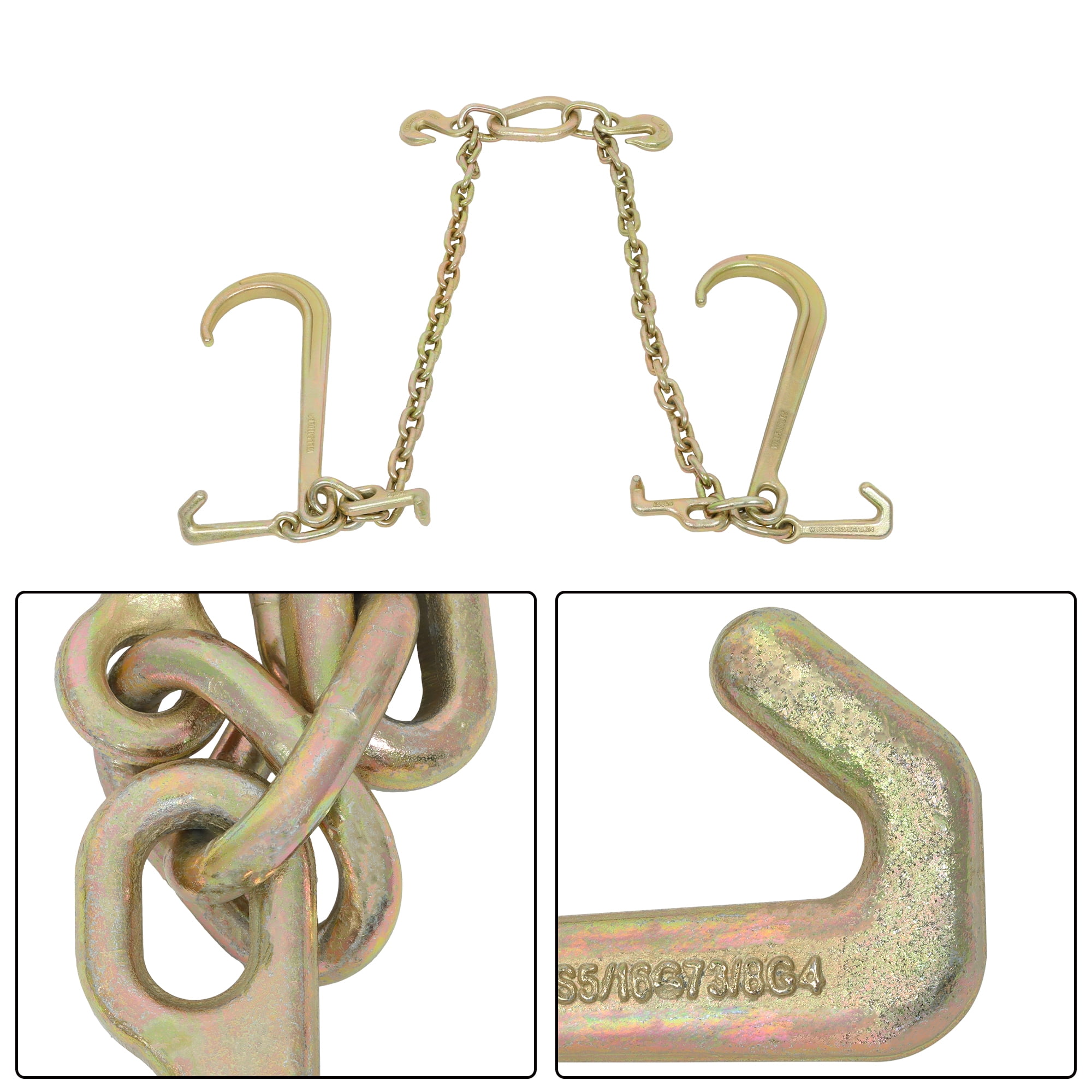 SEBLAFF V Type Tow Chain J Hook 3/8 X 2´grab Hook Tractor Car Wrecker Truck