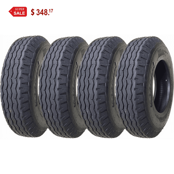 Set 4 ZEEMAX Heavy Duty Trailer Tires 7-14.5 12 Ply Load Range F