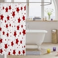 thumbnail image 3 of Manfei Minimalist Stars Shower Curtain 72Wx72L,Kawaii Cartoon Themed Bathroom Curtain,Red White, 3 of 5