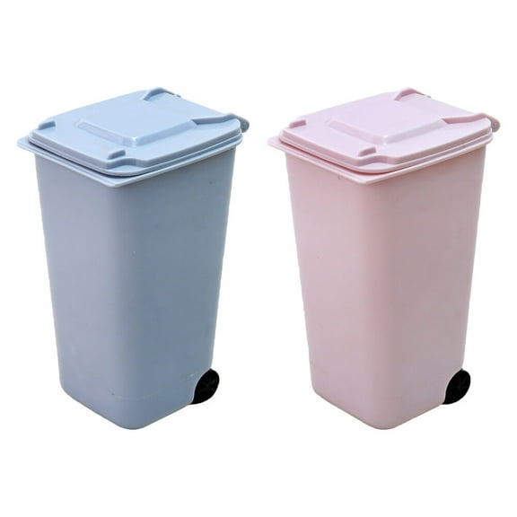 CHICHUMID Blue Trash Cans with Cover Multi Function Trash Can for Bedroom 2Pcs