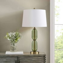 Lighting Fixtures, Faceted Green Glass Table Lamp Green See below, Table Lamps, Floor Lamps,