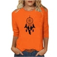 thumbnail image 1 of Dadaria T-Shirt Orange pour Femmes Manches 3/4 Col Rond Grande Taille Attrape-Rêves d'Été m, 1 of 4