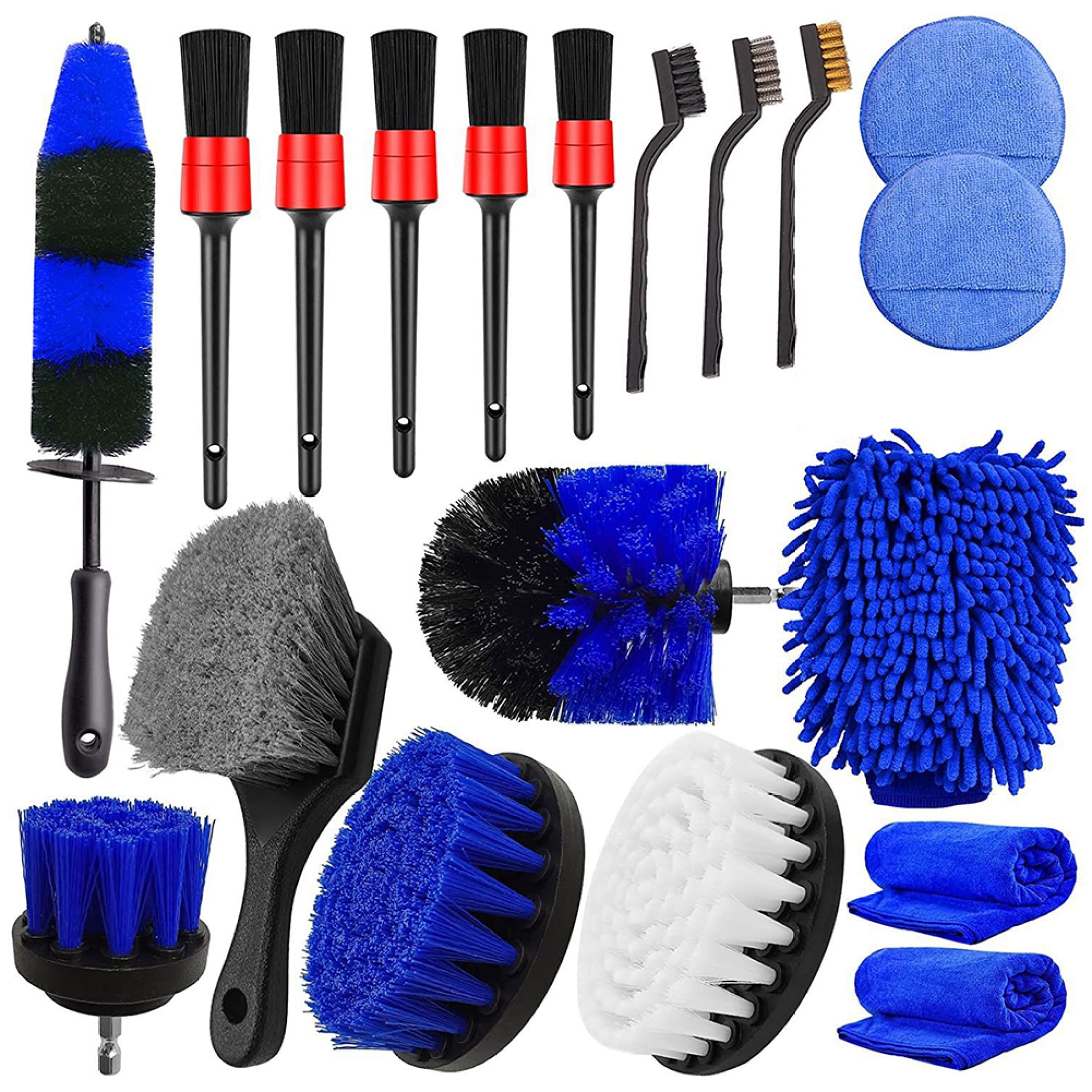 MoreChioce 20Pcs Car Detailing Brush Set Auto Wheel Tire Brushes Set for  Cleaning Wheels Interior Exterior Dashboard Leather Air Vents 