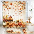 thumbnail image 5 of FRAMICS 16-Piece Fall Harvest Thanksgiving Shower Curtain Sets with Rugs, Maple Leaves Pumpkin Bathroom Sets, Waterproof Fabric Bathroom Curtain Decor with Hooks, 5 of 9