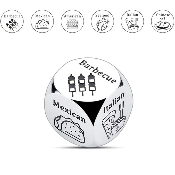 Dados para decisiones alimentarias, regalos, juego de dados metálicos de múltiples caras, juego de mesa de emparejar. Los dados