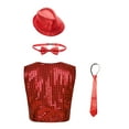 thumbnail image 2 of Haitryli Kids Girl's Boy's Jazz Disco Hip Hop Choir Dance Vest Top Waistcoat and Hat Bowtie Necktie Fancy Party Outfit Red 12-13, 2 of 7
