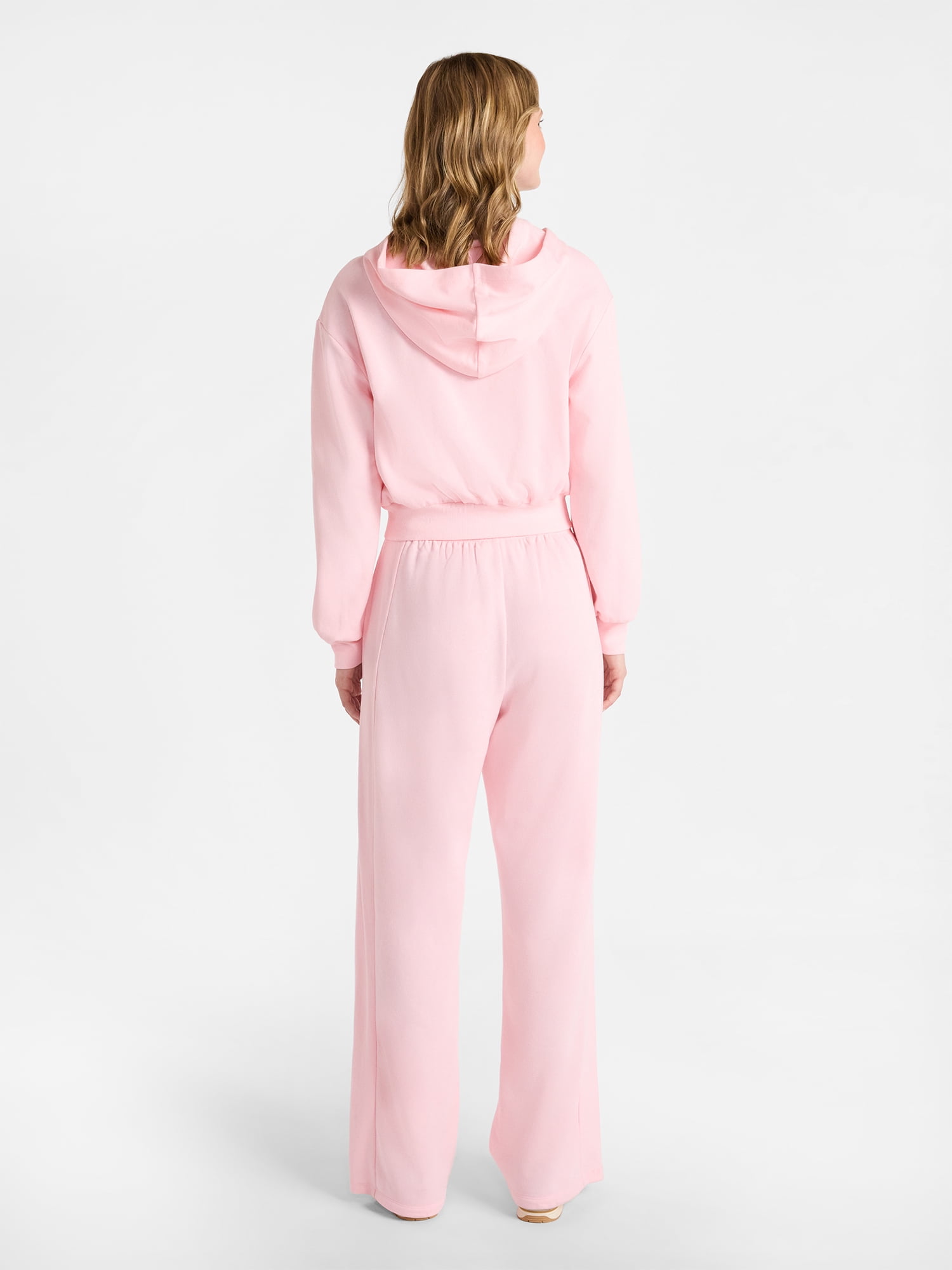 No Boundaries Embroidered Fleece Zip-Up Hoodie and Pants Set, 2-Piece, Women's XXS-4X