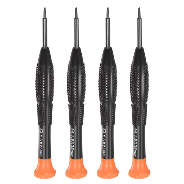 4uds Precisión Ranurado Destornillador 1,5mm Plano Cabeza Giratoria Tapa Antideslizante Plástico Mango para Teléfono Reloj Lentes Electrónica Reparación