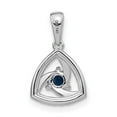 thumbnail image 3 of Diamond2Deal 14K Pendentif Triangle Or Blanc Diamant et Saphir Bleu pour Femmes, 3 of 7