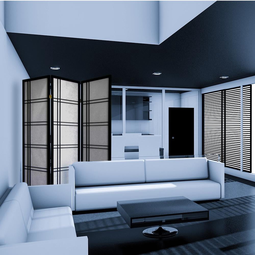 70" Tall 3-Panel Screen / Room Divider "Girard" with Black finish