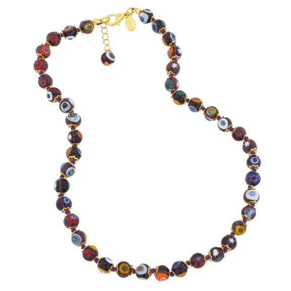 GlassOfVenice Murano Glass Mosaic Necklace - Transparent Purple