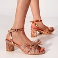 thumbnail image 4 of Dsscvnef Women's Summer Thick Heel Satin Bow Round Head Sandals, 4 of 4