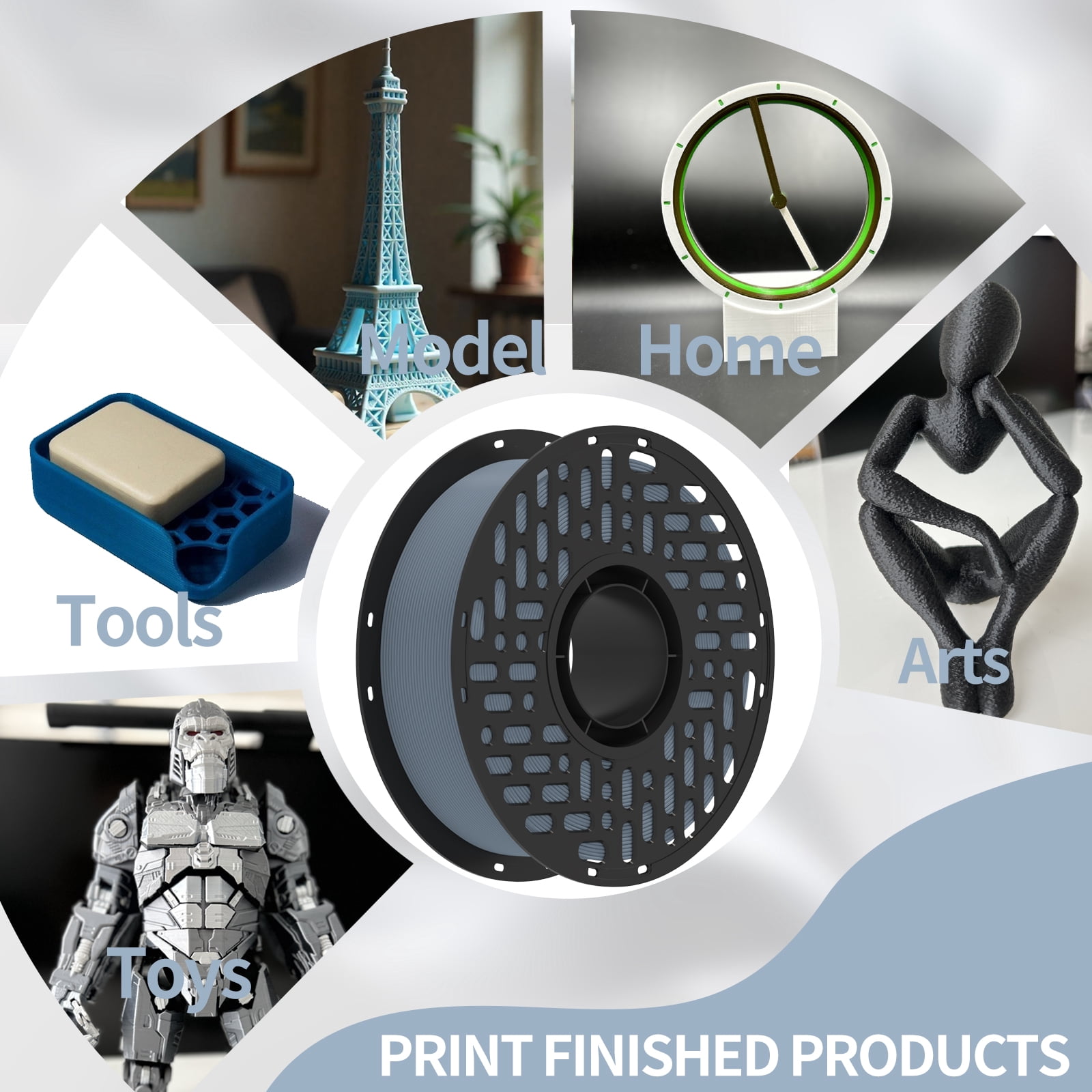 PLA Matte Filament Combo - Smooth & Subtle Finish for 3D Printing,White&Black