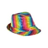 Funky Pride Colorful Retro Rainbow Costume Sequin Fedora Gangster Costume Hat