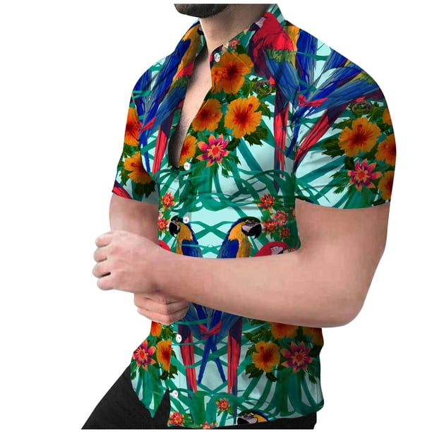 Conjunto Hawaiano Para Hombre: Camisa, Pantalones Cortos, Sombrero Y Gafas | Ropa De Verano Ligera Y Transpirable Para Playa Y Fiestas
