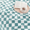 thumbnail image 4 of Throw Blankets Flannel Blanket with Checkerboard Grid Pattern Soft Throw Blanket for Couch, Bed, Sofa Luxurious Warm and Cozy for All Seasons (Light Blue, 50"x60"), 4 of 6