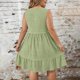 thumbnail image 4 of Vestido Casual Más Tamaño de las Mujeres sin Mangas Cuello Redondo de Poliéster Sólido Vestido de Longitud Regular Más Tamaño Vestido de Línea, 4 of 7