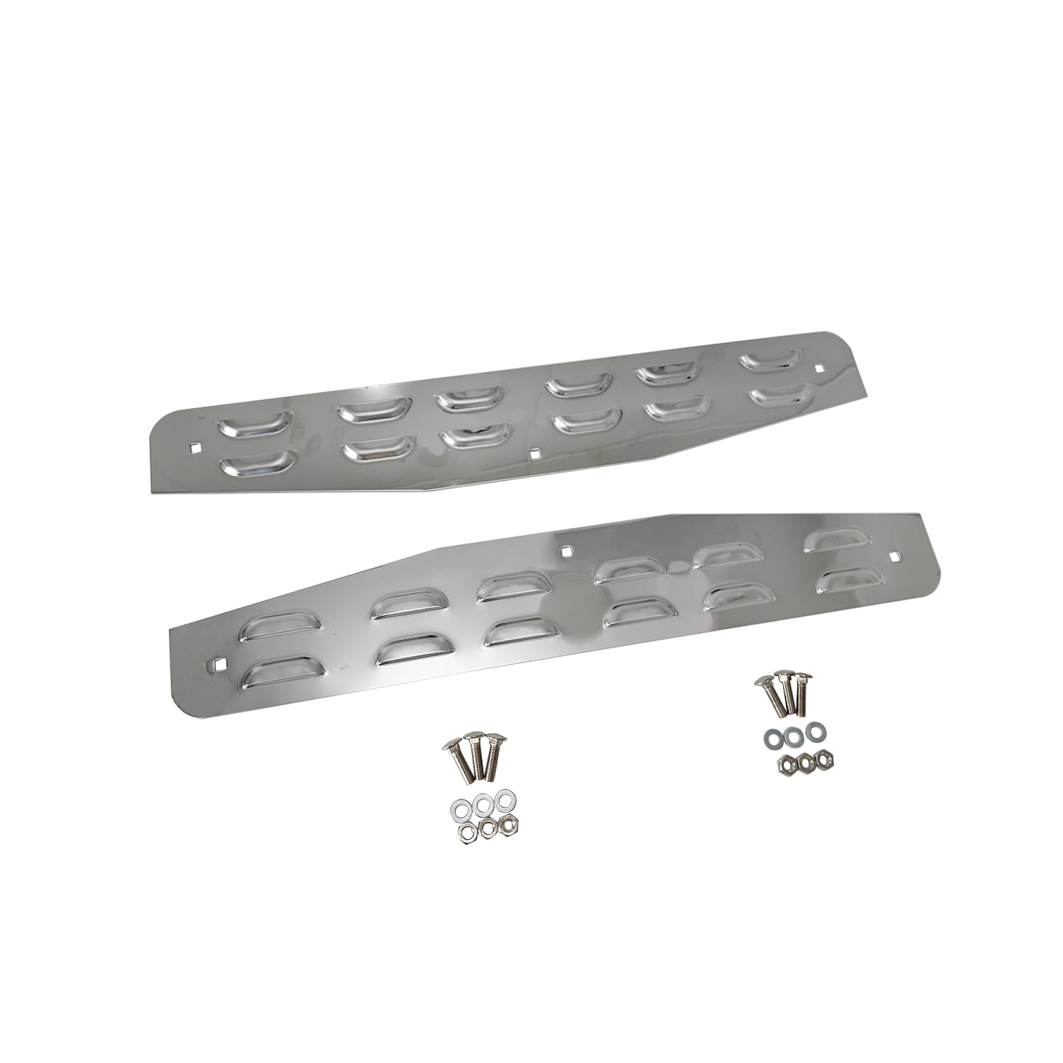 Universal 24" x 4" Semi Trucks Mud Flap Weights Louvered Stainless Steel Mirror Finish w/Hardware, 2 Pack