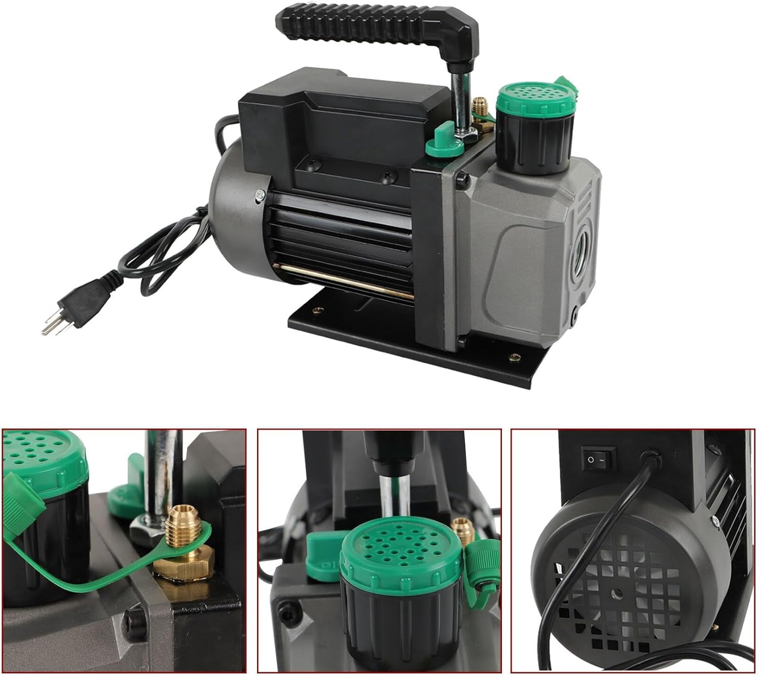 ALL-CARB 1/3HP Vacuum Pump 110V 4CFM Air Vacuum Pump with Gauge Kit and Storage Box Fit for Air Conditioning Installation and Maintenance