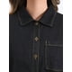 thumbnail image 5 of Camisa de mezclilla para mujer INSPIRE CHIC con cuello tipo polo, manga corta y botones, color negro, 5 of 6