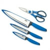 Tasty Stainless Steel Knife Set with Shears, 4 Piece, Royal Blue