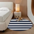 thumbnail image 3 of Grey Navy Blue Stripe Round Area Rugs 3 ft, Modern Abstract Washable Small Area Rug with Non-Slip Sturdy Edge Binding Round Front Door Mat Floor Carpet for Entryway, 3 of 9