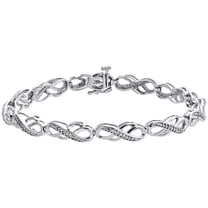 10K White Gold Round Diamond Triple Infinity Fancy Link Bracelet 7" | 1/4 CT.