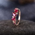thumbnail image 2 of Ruby Cluster Stack Wedding Ring,Silver Rose Gold,Moissanite Anniversary Ring,Wedding Ring,Birthstone Gift Ring, 2 of 5