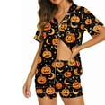 thumbnail image 4 of Feancey Pajama Sets for Women 2 Piece Halloween Pjs Set Holiday Funny Cute Ghost Print Sleepwear Cozy Soft Loungewear Outfits Multicolor S, 4 of 6