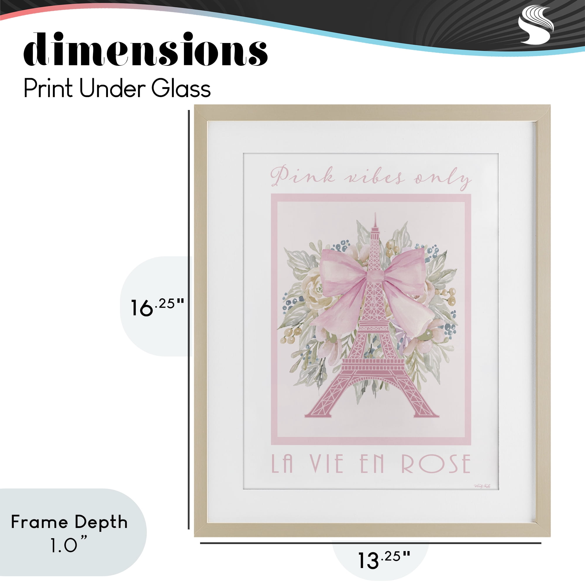 Stupell Industries Pink Vibes Only Paris Birch Framed Print Under Glass, design by Cindy Jacobs