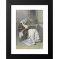 thumbnail image 2 of Angelo Achini 13x18 Black Modern Framed Museum Art Print Titled - Sitting Young Woman with Black Shawl and Purple Skirt (1860 - 1930), 2 of 5