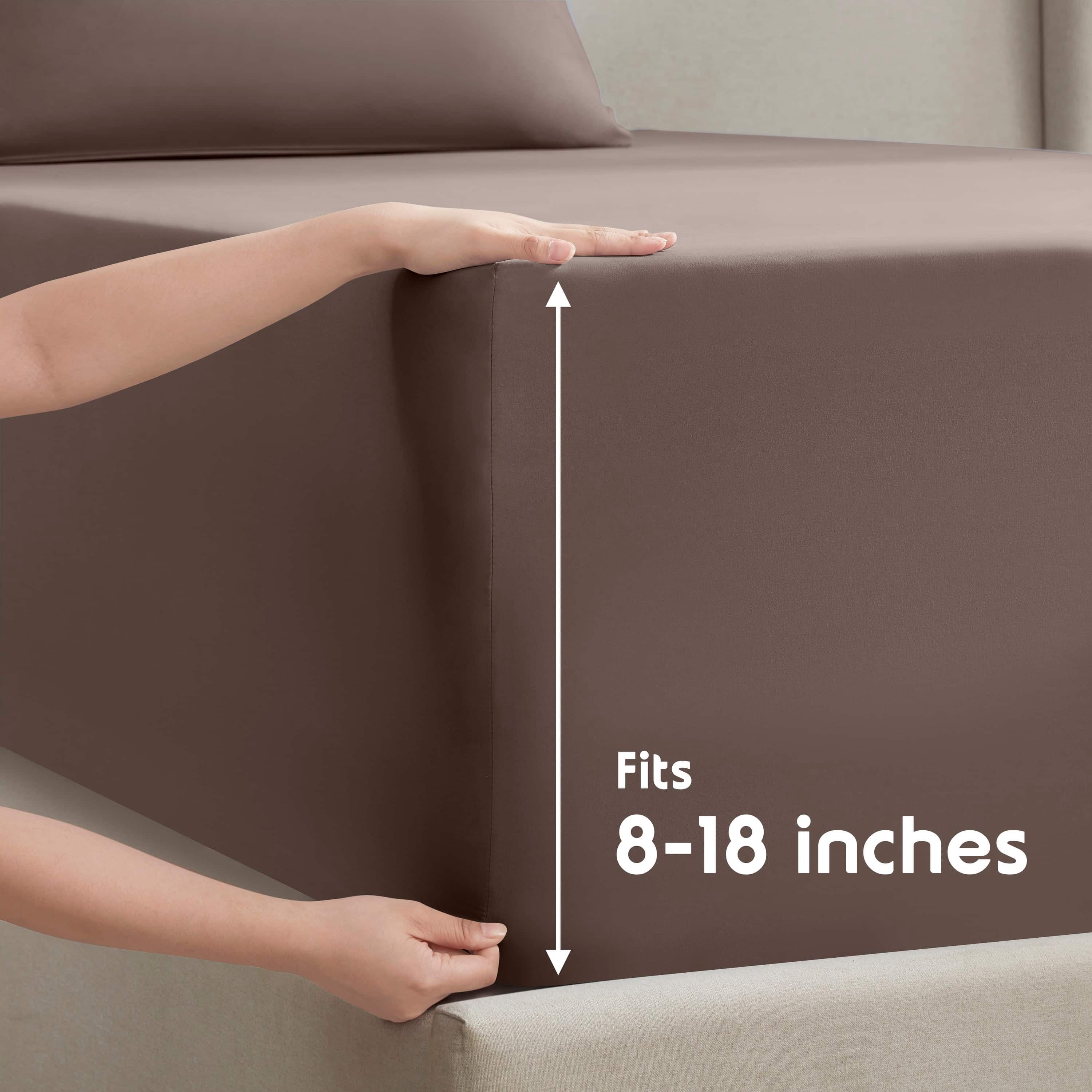 Lammaloe Twin XL Sheets Set, Hotel Style Deep Pocket 3 Piece Bed Sheets, Soft Microfiber Kids Bedding Set, Chocolate Brown