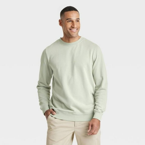 Men's French Terry Crewneck Pullover Sweatshirt - Goodfellow & Co™ Frosted Sage L