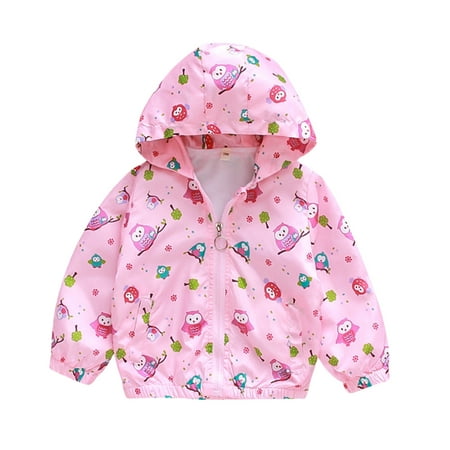 

ZHUASHUM Kids Boys Coat Windproof Zipper Cartoon Windbreaker Baby Hooded Jacket Outwear Girls Toddler Girls