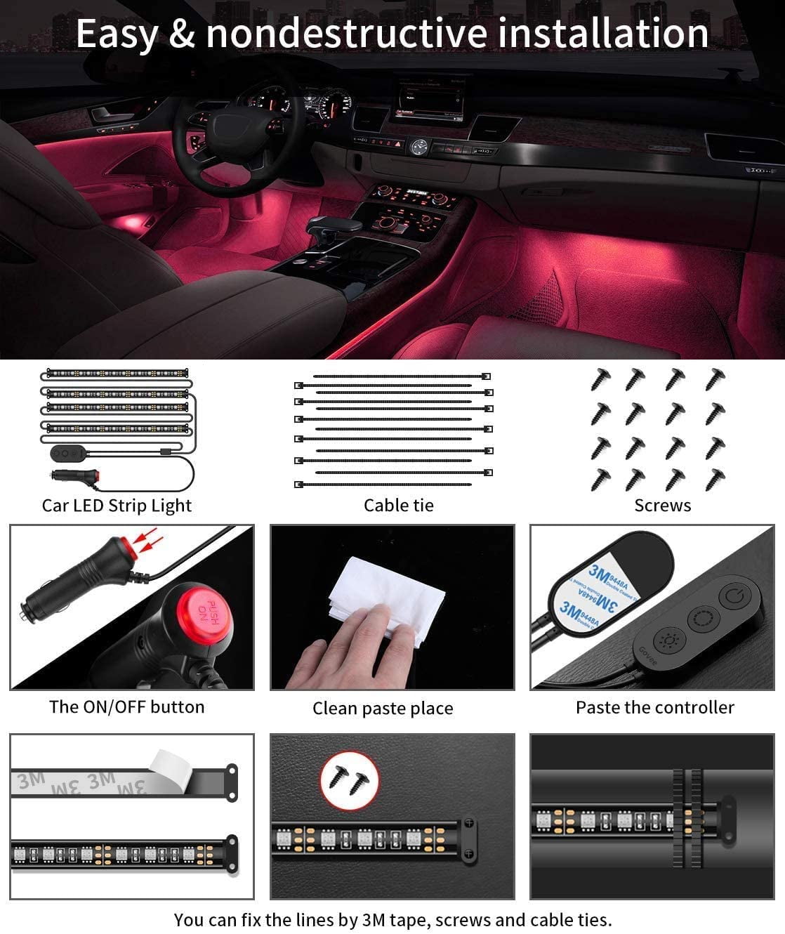 Govee Car LED Interior Lights Install & Review - AFFORDABLE ($16) Interior  lighting for your Car! 