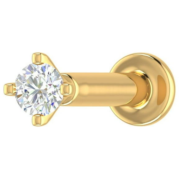 0.07 Carat 4-Prong Solitaire Diamond Nose Pin Stud in 18K Yellow Gold (SI1-SI2 Clarity)