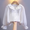 thumbnail image 6 of ITSAME Girls Button Up Cotton Shirt Lace Lapel Ruffle Long Sleeve School Uniform Kids Fashion Casual Tops White Size 16, 6 of 6