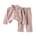 thumbnail image 6 of Wenfanal Toddler Boys Girls Silk-like Pajamas Set ,Girls Long Sleeve Fleece Button Down Sleepwear Kids Soft 2 Pieces Set Girls Fashion Size 9-10 Years,Pink, 6 of 6