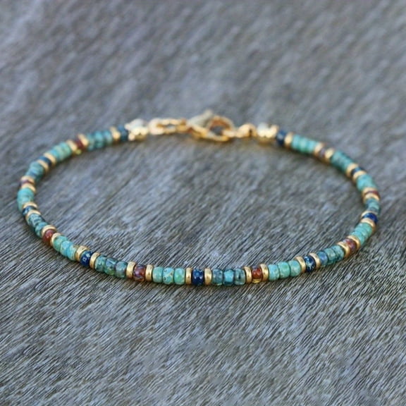 Delicate Turquoise Metal Beaded Anklet Boho Style Women'S Surf Anklet,Black