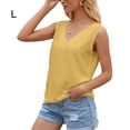 thumbnail image 1 of Camiseta de mujer Sexy Hollow Lace Manga corta Cuello en V Top informal suelto, Amarillo, L sidaley AP001247-07, 1 of 7