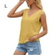 thumbnail image 1 of Camiseta de mujer Sexy Hollow Lace Manga corta Cuello en V Top informal suelto, Amarillo, L Kearding AP001247-07, 1 of 7