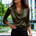 thumbnail image 4 of Endives Womens Satin Blouses Fashion 3/4 Sleeve Shirts Casual Cowl Neck Tee Shirt Elegant Work Tops Dressy Business Shirt Bronze, 4 of 6